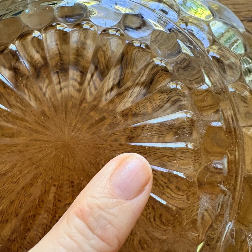 Vintage Glass Bubble Bowl- hint of blue-